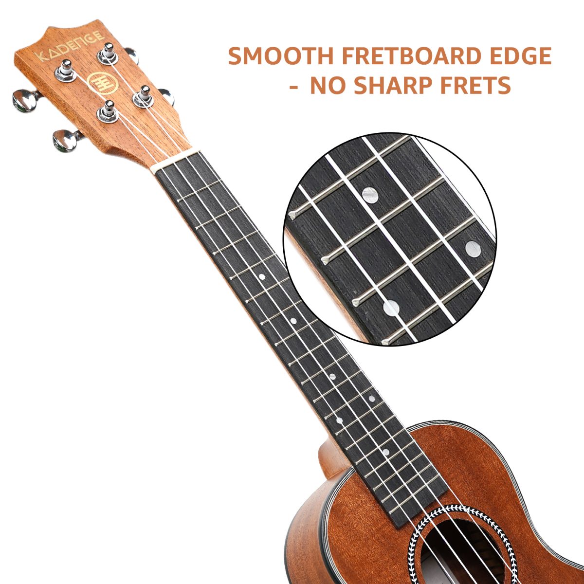 Kadence 24" Concert Ukulele with Built-in Equalizer – Saple Wood Body with Binding, Includes Bag & Tuner - Image 4
