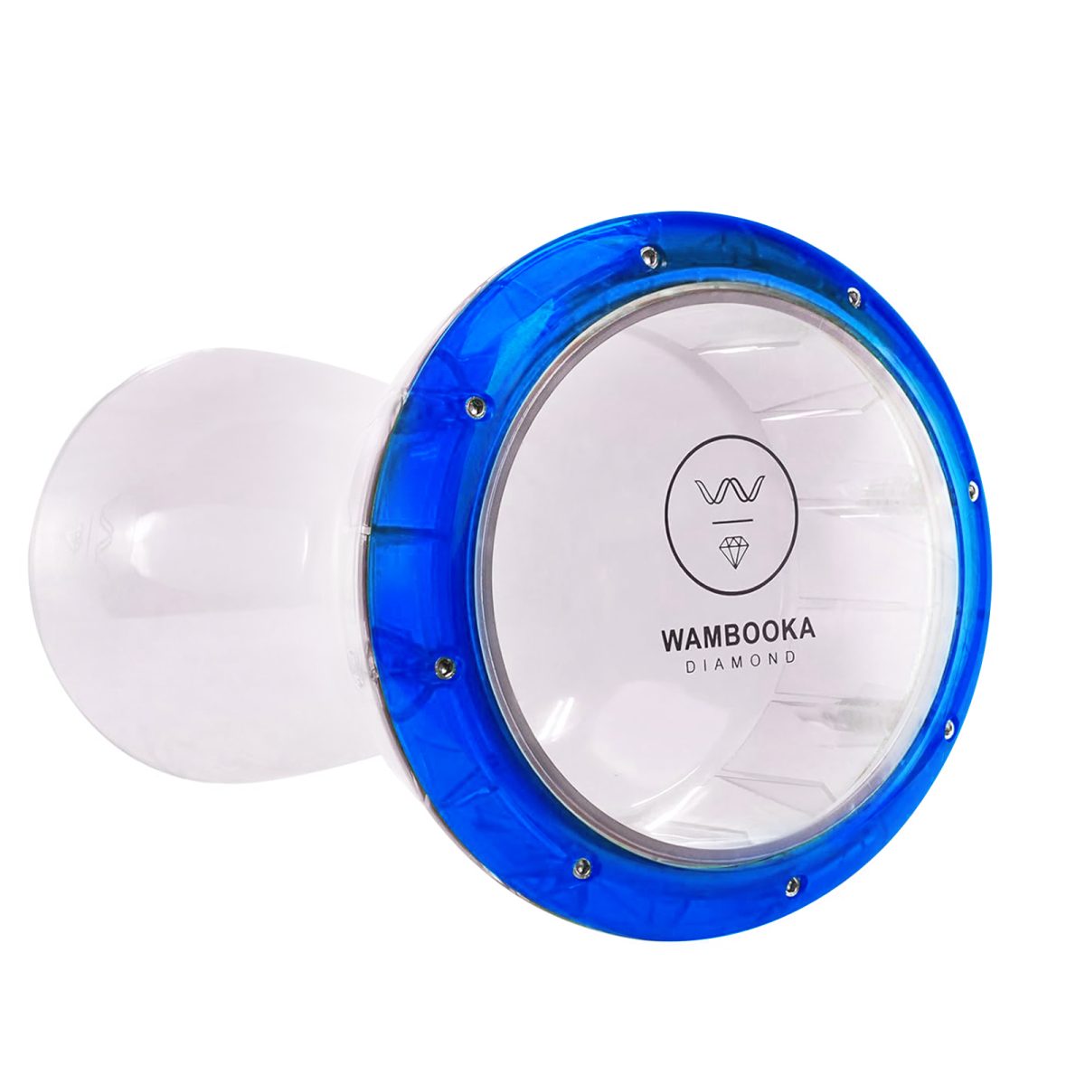 Wambooka Blue Sapphire Darbuka Drum – 8.75" Head, 17" Crystal Clear PC Body with Brass Tuning Keys & Padded Bag - Image 6