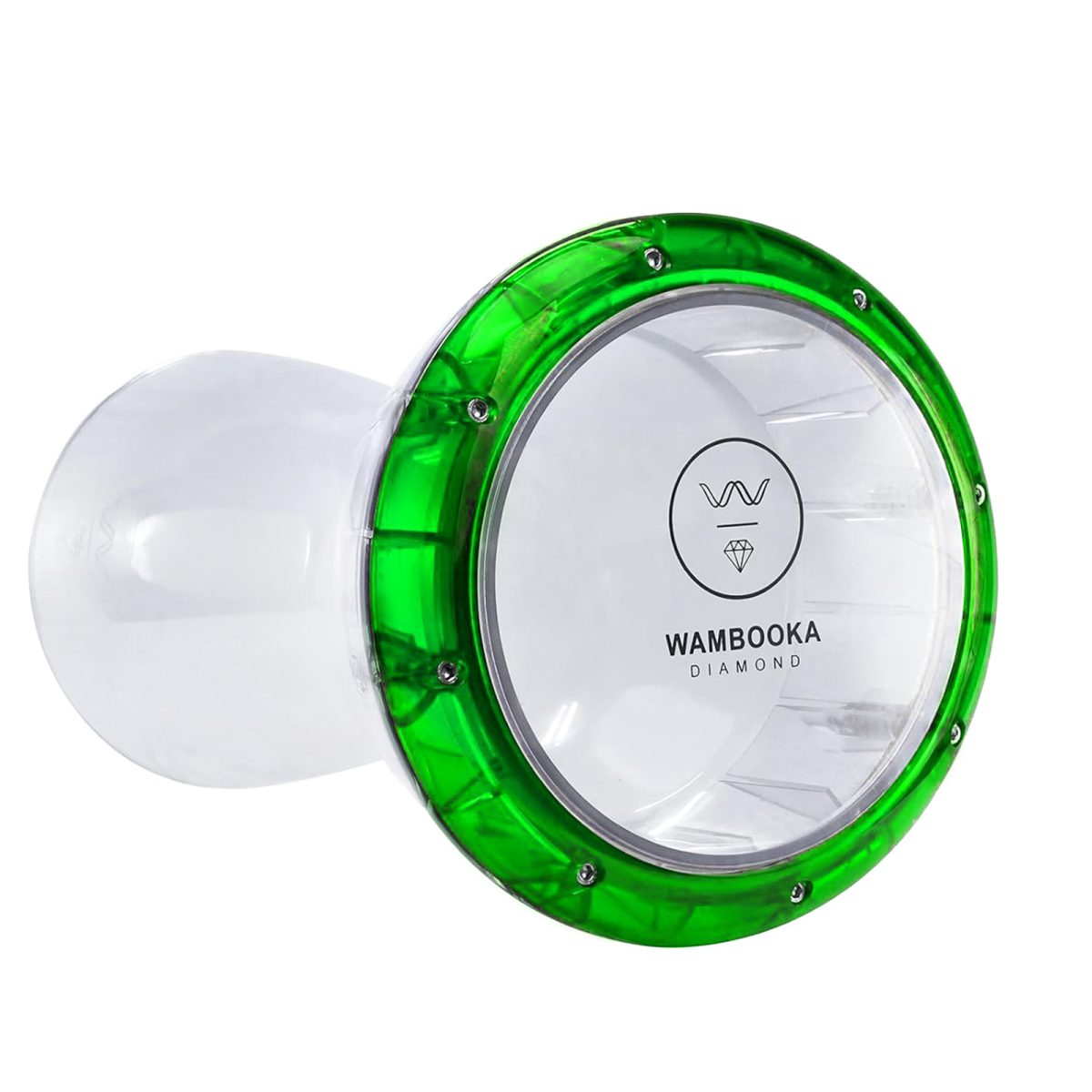 Wambooka Green Emerald Darbuka Drum – 8.75" Head, 17" Length, Crystal Clear PC Body with Brass Tuning Keys & Padded Bag - Image 6