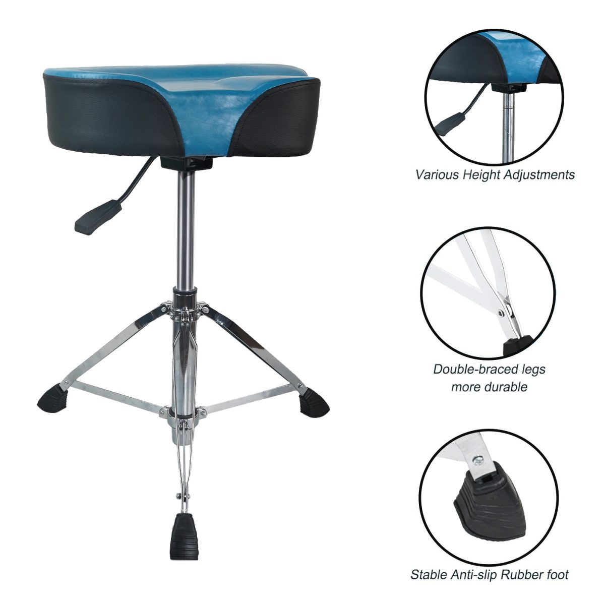 Artboard 3 (6) Kadence Hydraulic Drum Throne – Adjustable Drum Seat with Padded Cushion & Tripod Base | Heavy-Duty Motorcycle-Style Stool for Studio & Stage - Image 3