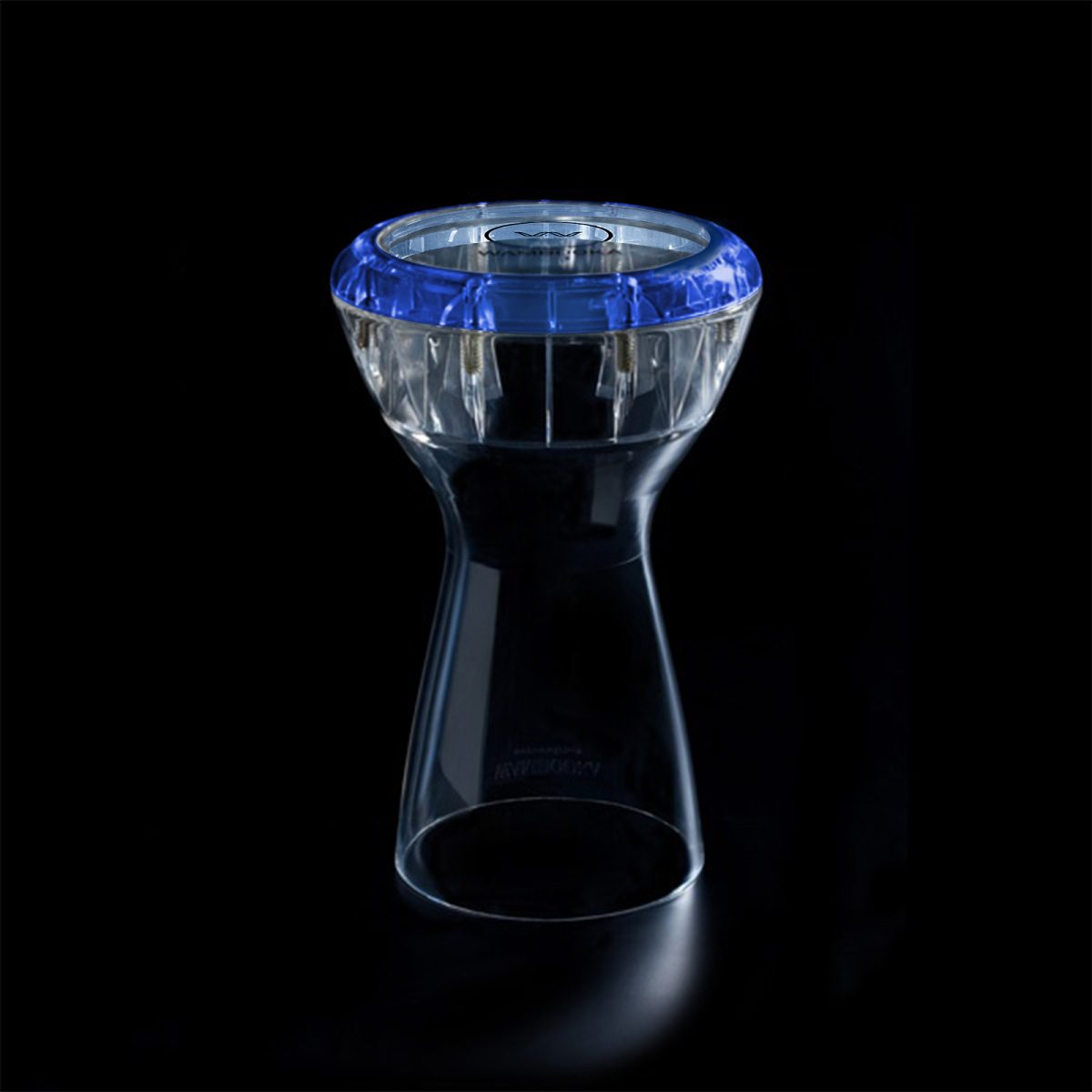 Wambooka Blue Sapphire Darbuka Drum – 8.75" Head, 17" Crystal Clear PC Body with Brass Tuning Keys & Padded Bag - Image 5