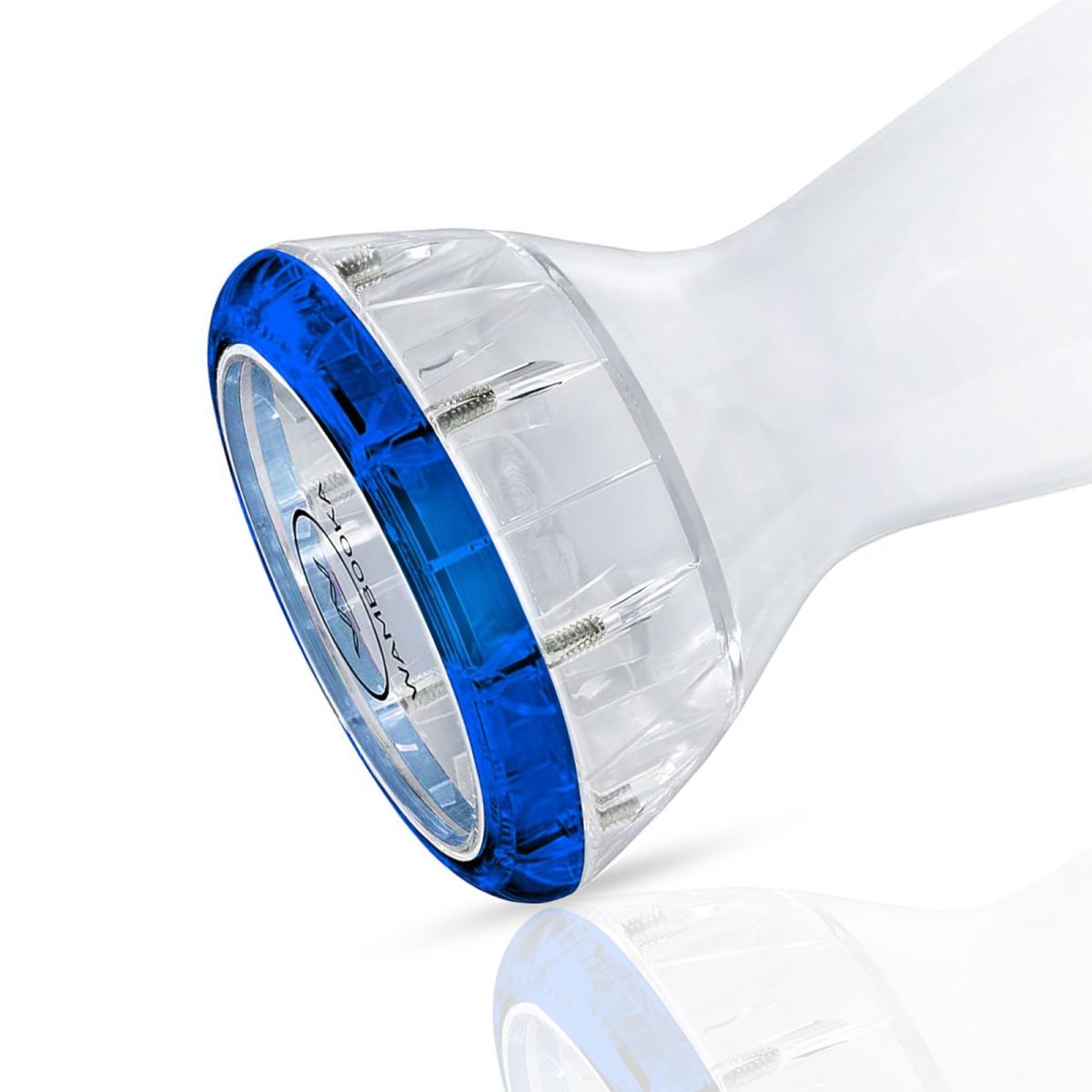 Wambooka Blue Sapphire Darbuka Drum – 8.75" Head, 17" Crystal Clear PC Body with Brass Tuning Keys & Padded Bag - Image 3