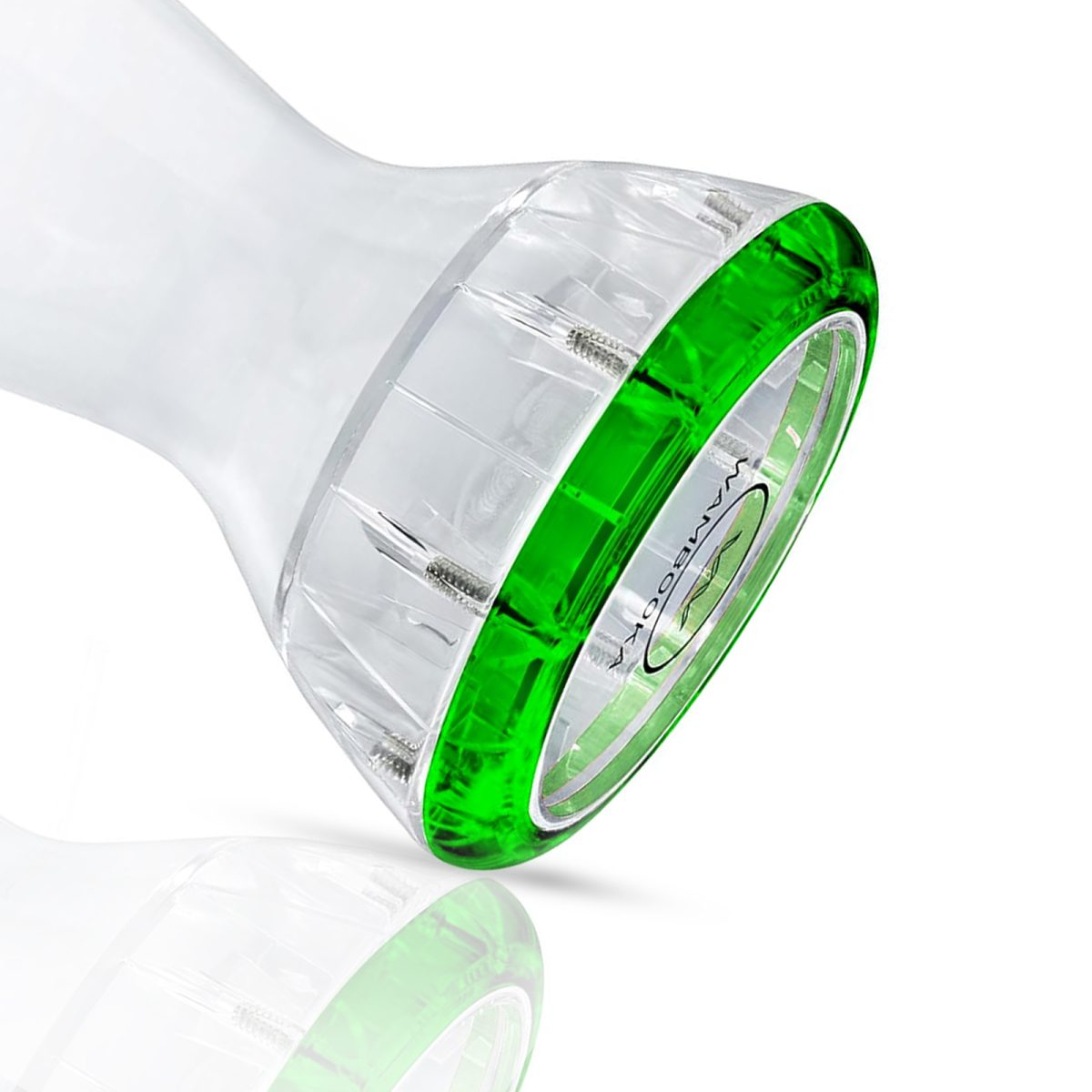 Wambooka Green Emerald Darbuka Drum – 8.75" Head, 17" Length, Crystal Clear PC Body with Brass Tuning Keys & Padded Bag - Image 3