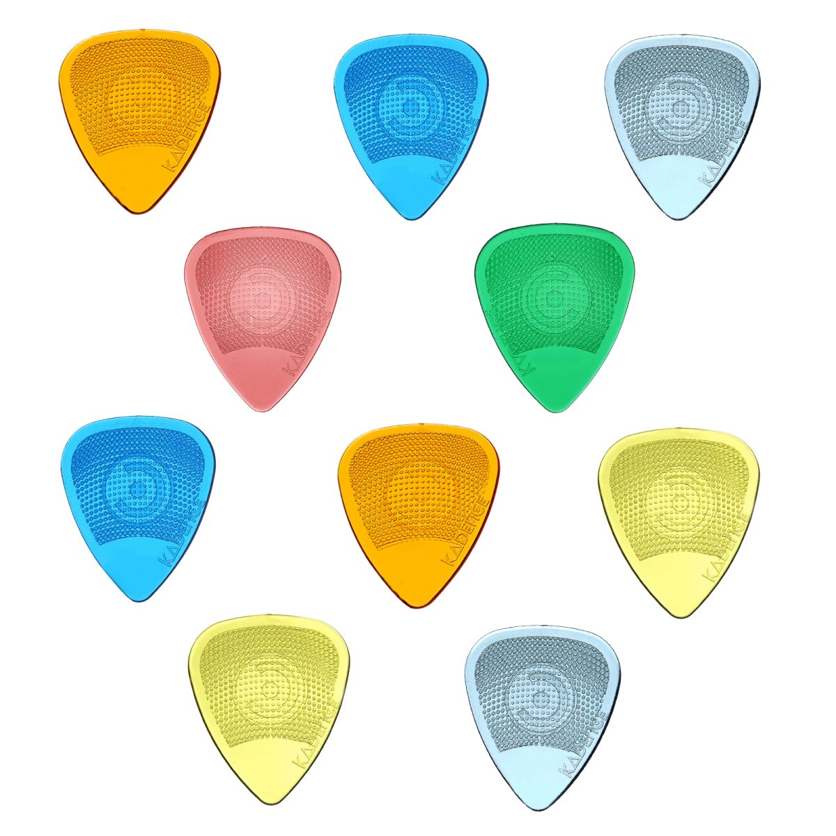 Kadence Guitar Picks – 10 Pcs Assorted (0.48 to 0.99mm) with Anti-Slip Grip & Mixed Colors - Image 6