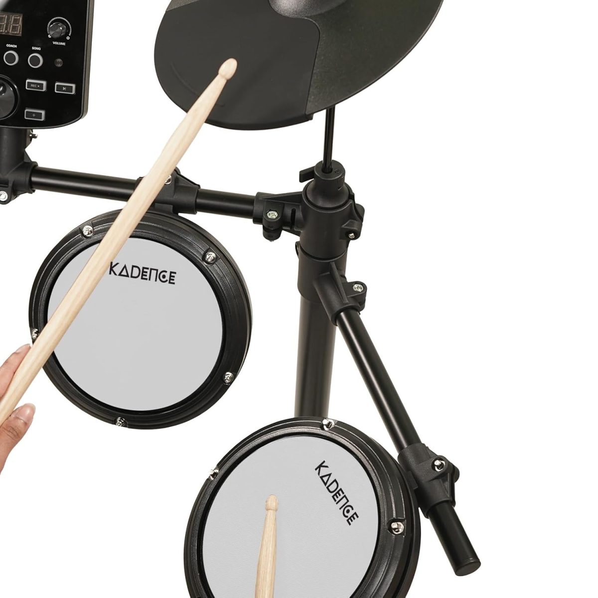 Kadence 7-Piece Electronic Drum Set – Beginner Electric Kit with Mesh Pads, Headphones, Sticks, Pedals, Bluetooth & LED Display (MD200A) - Image 3