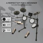 Kadence 7-Piece Electronic Drum Set – Beginner Electric Kit with Mesh Pads, Headphones, Sticks, Pedals, Bluetooth & LED Display (MD200A) - Image 6