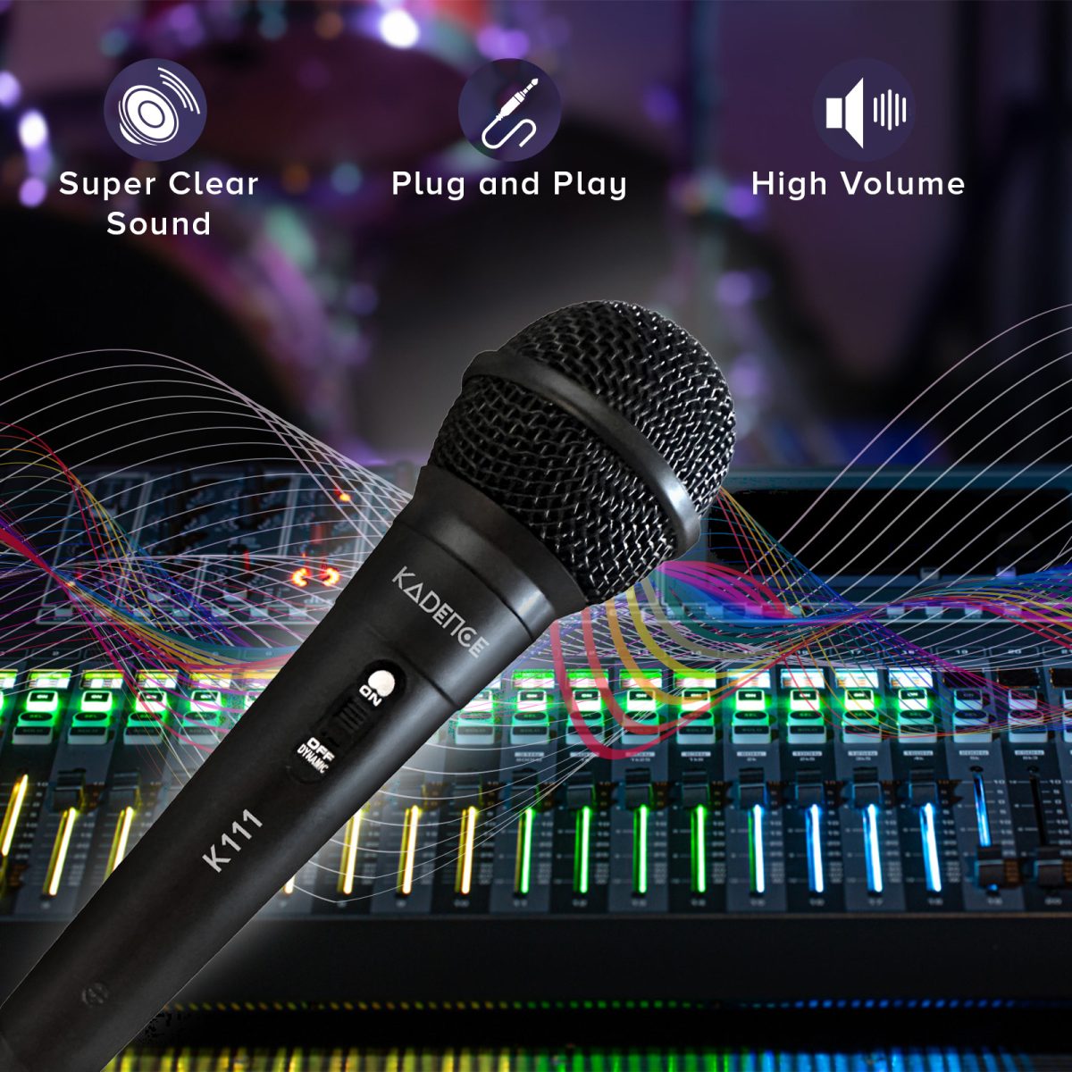 Kadence K111 Wired Microphone | 10ft Cable with 6.35mm Jack | Dynamic Cardioid Pickup | On/Off Switch | For Karaoke, Singing, Speech & Stage Performances - Image 7