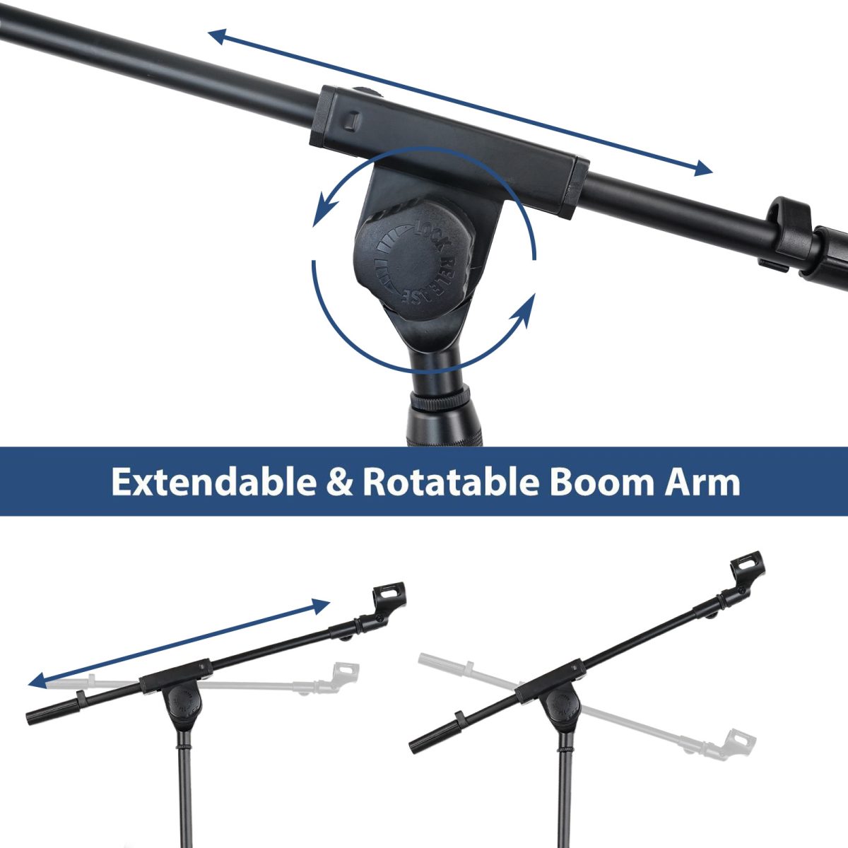 Kadence Heavy-Duty Microphone Stand with Boom Arm – Adjustable Tripod Base (2.7kg) for Studio, Stage & Podcast - Image 6