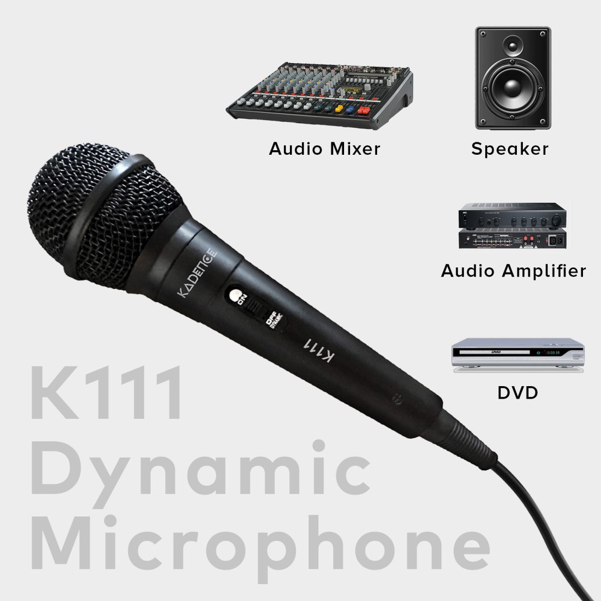 Kadence K111 Wired Microphone | 10ft Cable with 6.35mm Jack | Dynamic Cardioid Pickup | On/Off Switch | For Karaoke, Singing, Speech & Stage Performances - Image 5
