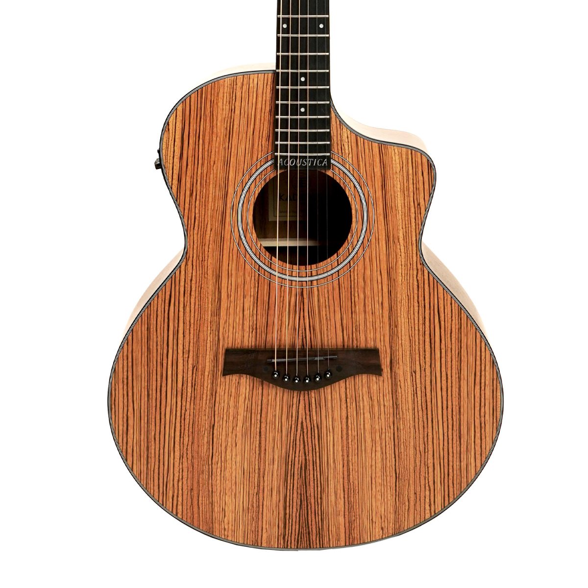 Kadence Electric Acoustic Guitar A05EQN (Zebra Wood) - Semi Acoustic Guitar, Inbuilt Tuner, Capo, Strings, Picks, Strap, Cable and Padded bag - Electro Guitars for Beginners & Professionals - Image 3