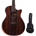 Kadence Acoustica 40" Acoustic Solid Top Guitar matt finish, Cut-away design with Fishman EQ with Bag (Black Wood)