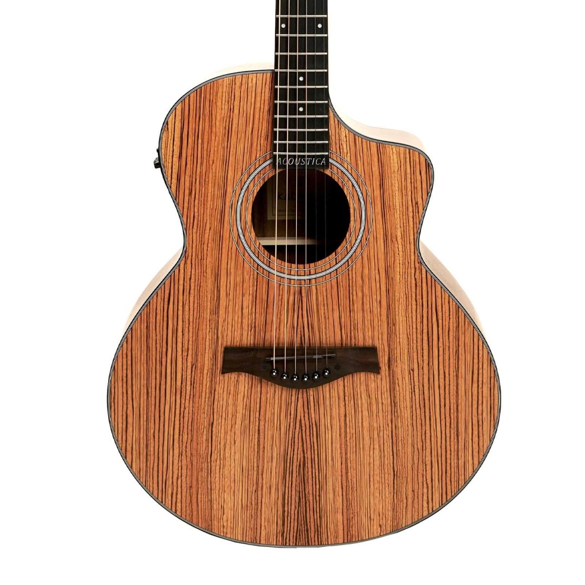 Kadence Electric Acoustic Guitar A05EQN (Zebra Wood) - Semi Acoustic Guitar, Inbuilt Tuner, Capo, Strings, Picks, Strap, Cable and Padded bag - Electro Guitars for Beginners & Professionals - Image 3