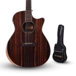 Kadence Acoustica 40" Acoustic Solid Top Guitar matt finish, Cut-away design with Fishman EQ with Bag (Black Wood)