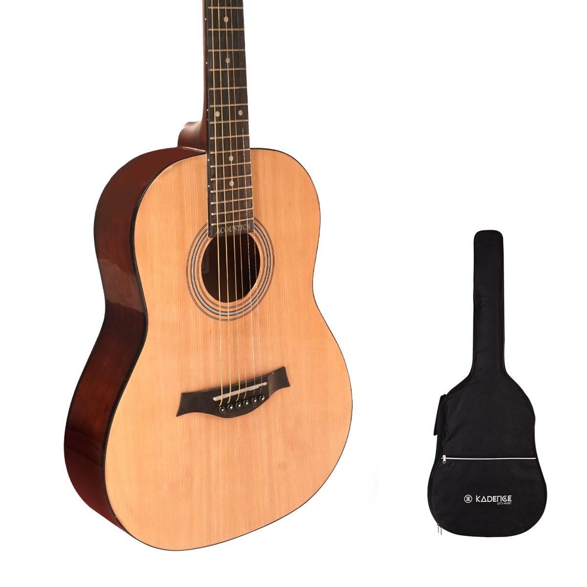 Kadence Acoustica A311 36" Spruce Wood Acoustic Guitar, Rosewood fretboard, Travel guitar medium size, with bag and learning course (36" Travel Guitar) - Image 2