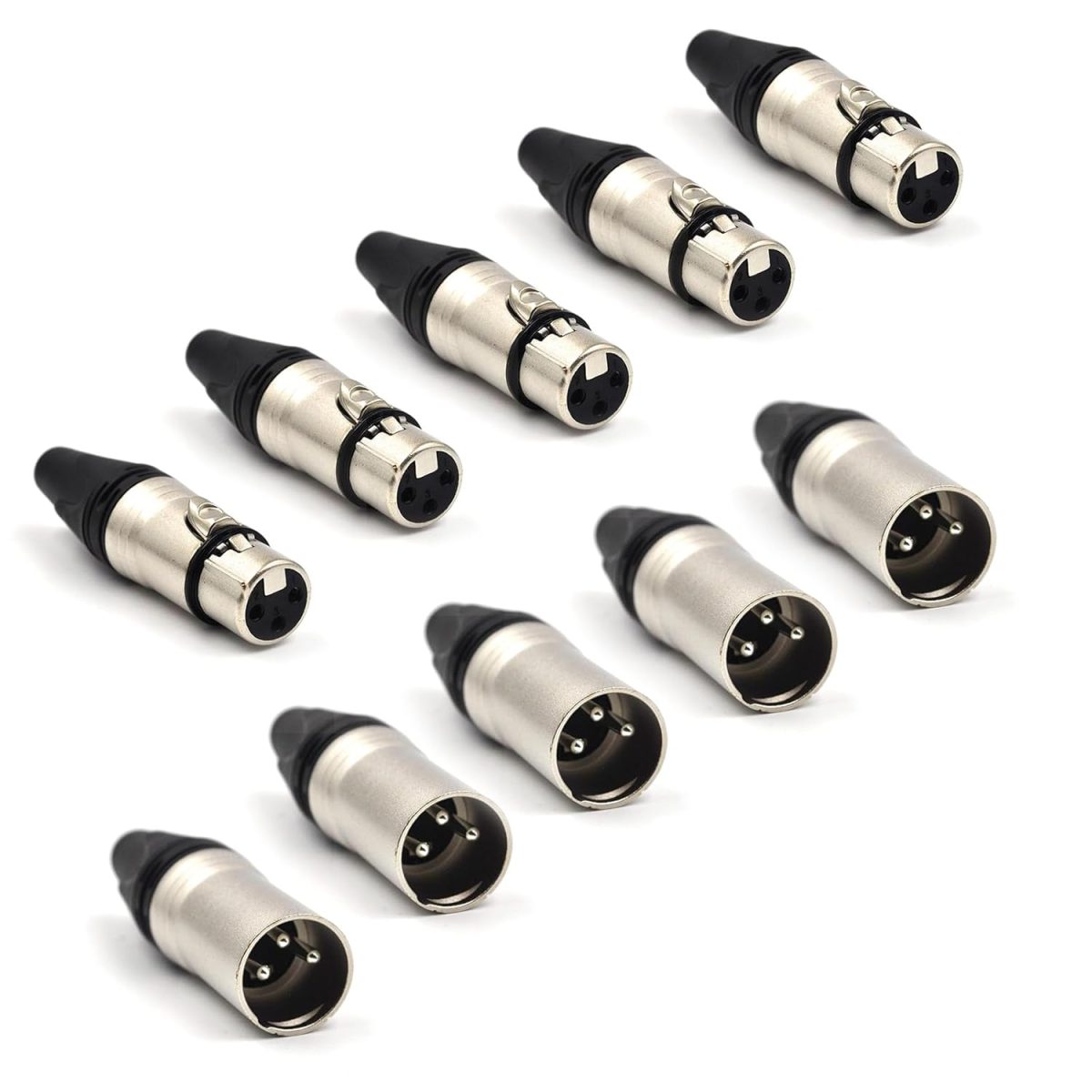 Kadence - 3 Pin XLR Solder Type Connector, 5 Male and 5 Female Plug Cable Connector Microphone Audio Socket, Made of Zinc-Copper Alloy for High Conductivity and Ultra-low Noise (5pc) - Image 2
