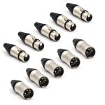Kadence - 3 Pin XLR Solder Type Connector, 5 Male and 5 Female Plug Cable Connector Microphone Audio Socket, Made of Zinc-Copper Alloy for High Conductivity and Ultra-low Noise (5pc)