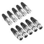Kadence - 3 Pin XLR Solder Type Connector, 5 Male and 5 Female Plug Cable Connector Microphone Audio Socket, Made of Zinc Alloy (5 pc)