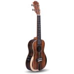 Kadence Ukulele 24" Concert Size, Specially Crafted Exotic Wood Design, fluorocarbon strings Electric Acoustic Ukulele with EQ and Bag (Black Wood)