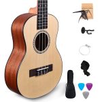 Kadence Ukulele 24" Concert Size + (Free online learning Course) Spruce wood ukulele Super combo with Strap, Bag, stand Strings, Capo, Picks & learning course (Super Combo)