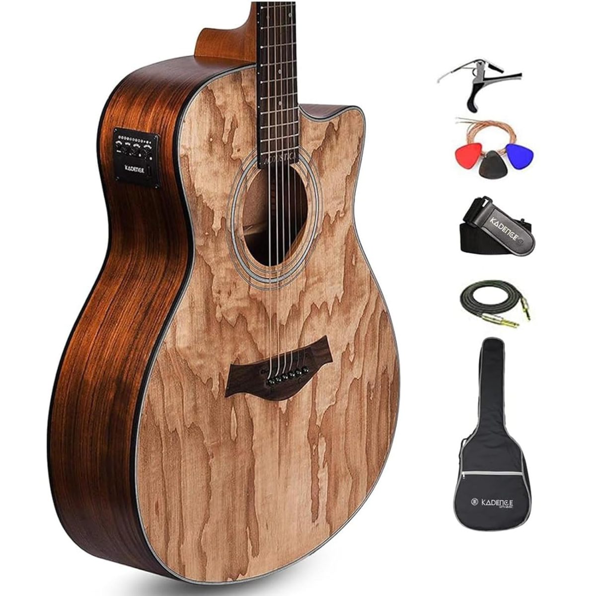 Kadence Acoustica Series Semi Acoustic Ash Wood with Equlizer A-06 (Guitar Super Combo with Accessories)8799 - Image 4