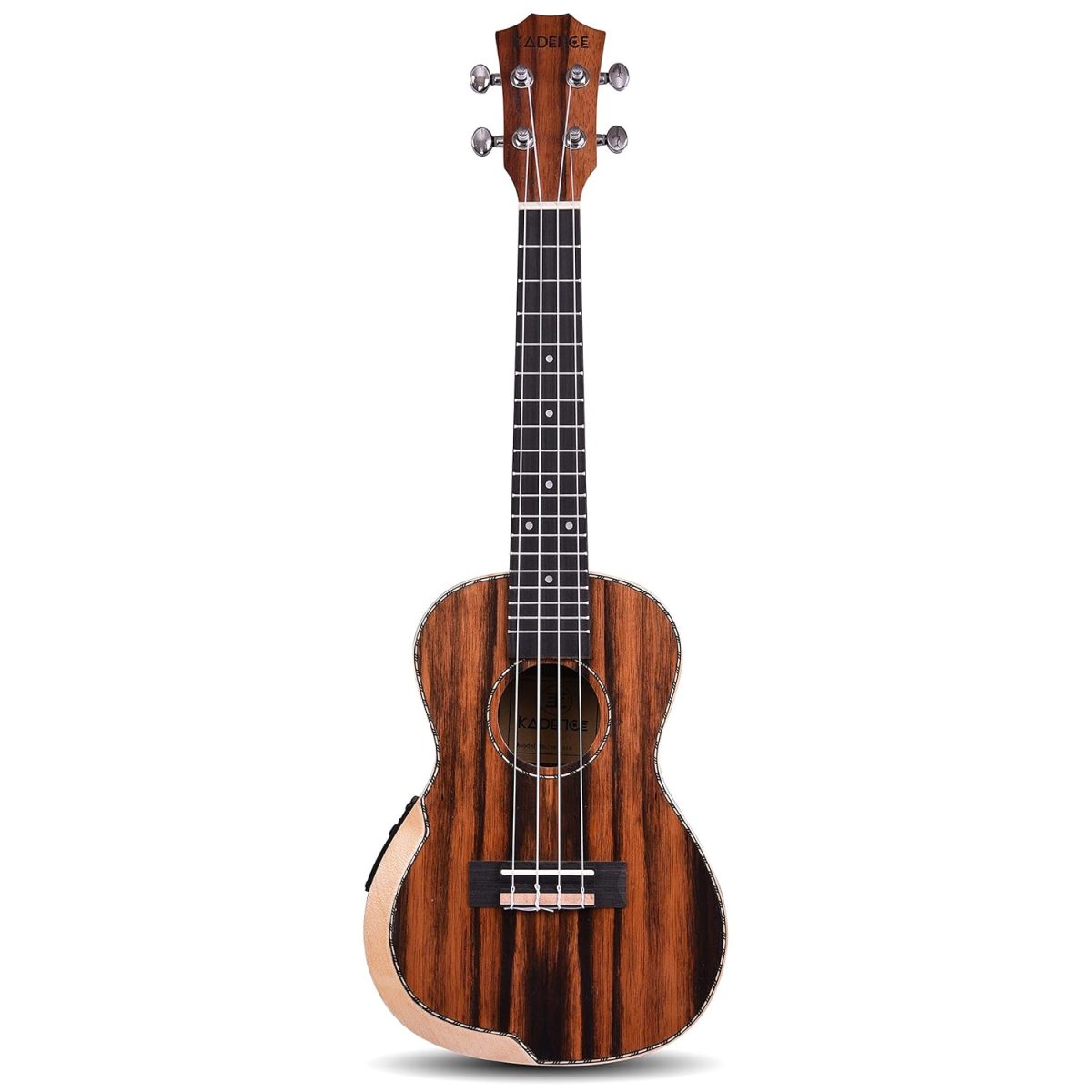 Kadence Ukulele 24" Concert Size, Specially Crafted Exotic Wood Design, fluorocarbon strings Electric Acoustic Ukulele with EQ and Bag (Black Wood) - Image 6