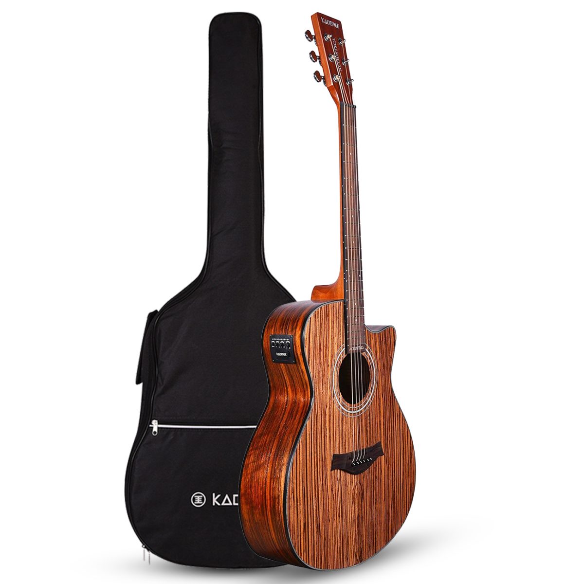 Kadence Guitar Acoustica Series A05, Electric Acoustic Guitar, Zebra Wood with Pickup, Inbuilt tuner and Bag (Zebra Wood, Electro Acoustic) - Image 2