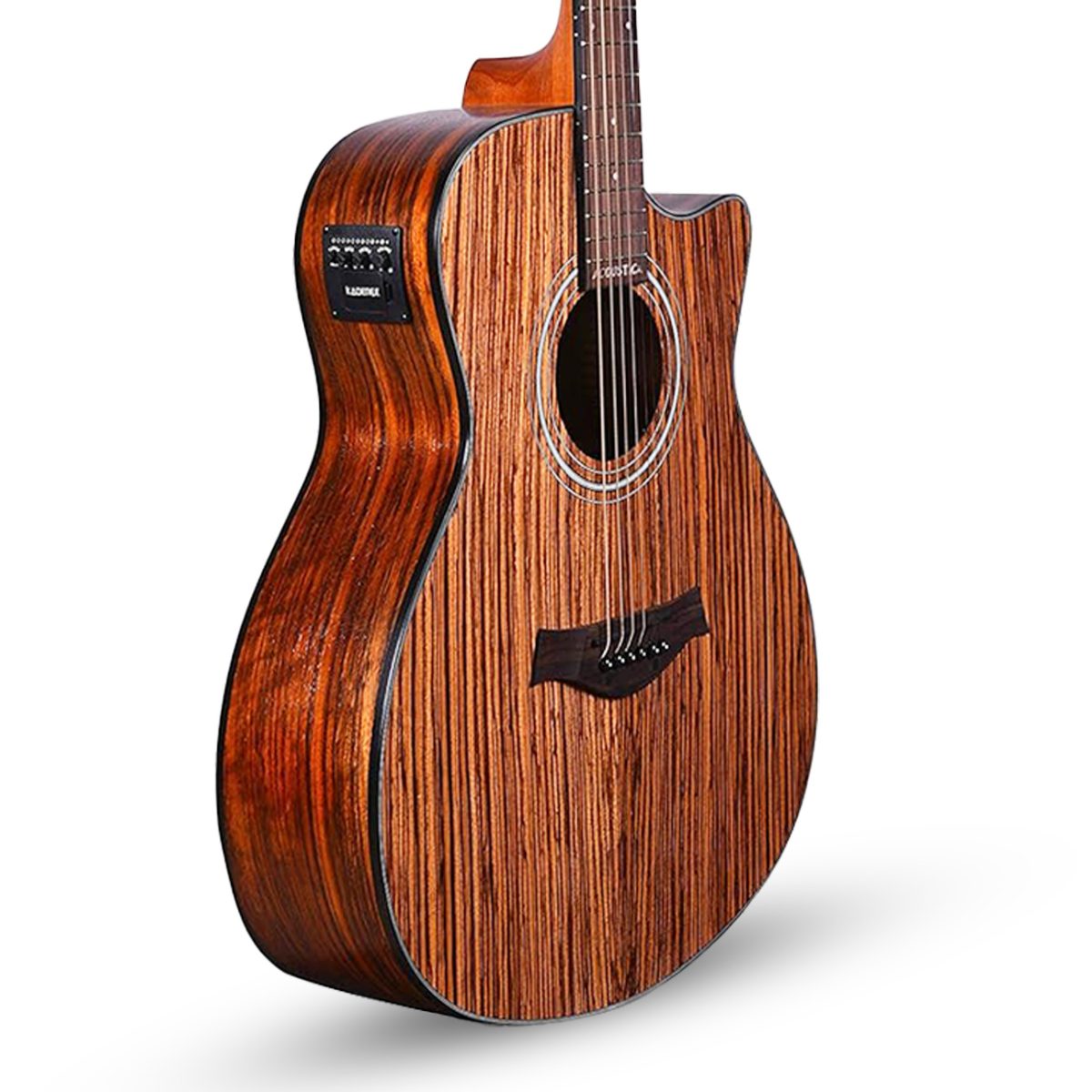 Kadence Guitar Acoustica Series A05, Electric Acoustic Guitar, Zebra Wood with Pickup, Inbuilt tuner and Bag (Zebra Wood, Electro Acoustic) - Image 3