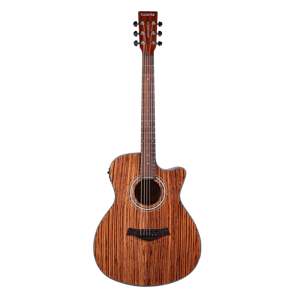 Kadence Guitar Acoustica Series A05, Electric Acoustic Guitar, Zebra Wood with Pickup, Inbuilt tuner and Bag (Zebra Wood, Electro Acoustic) - Image 4