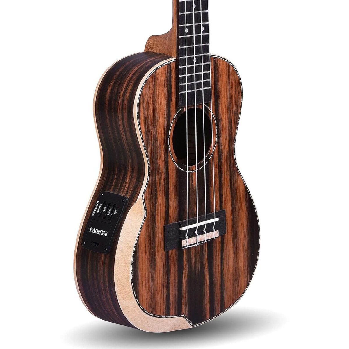 Image 1 Kadence Ukulele 24" Concert Size, Specially Crafted Exotic Wood Design, fluorocarbon strings Electric Acoustic Ukulele with EQ and Bag (Black Wood) - Image 1