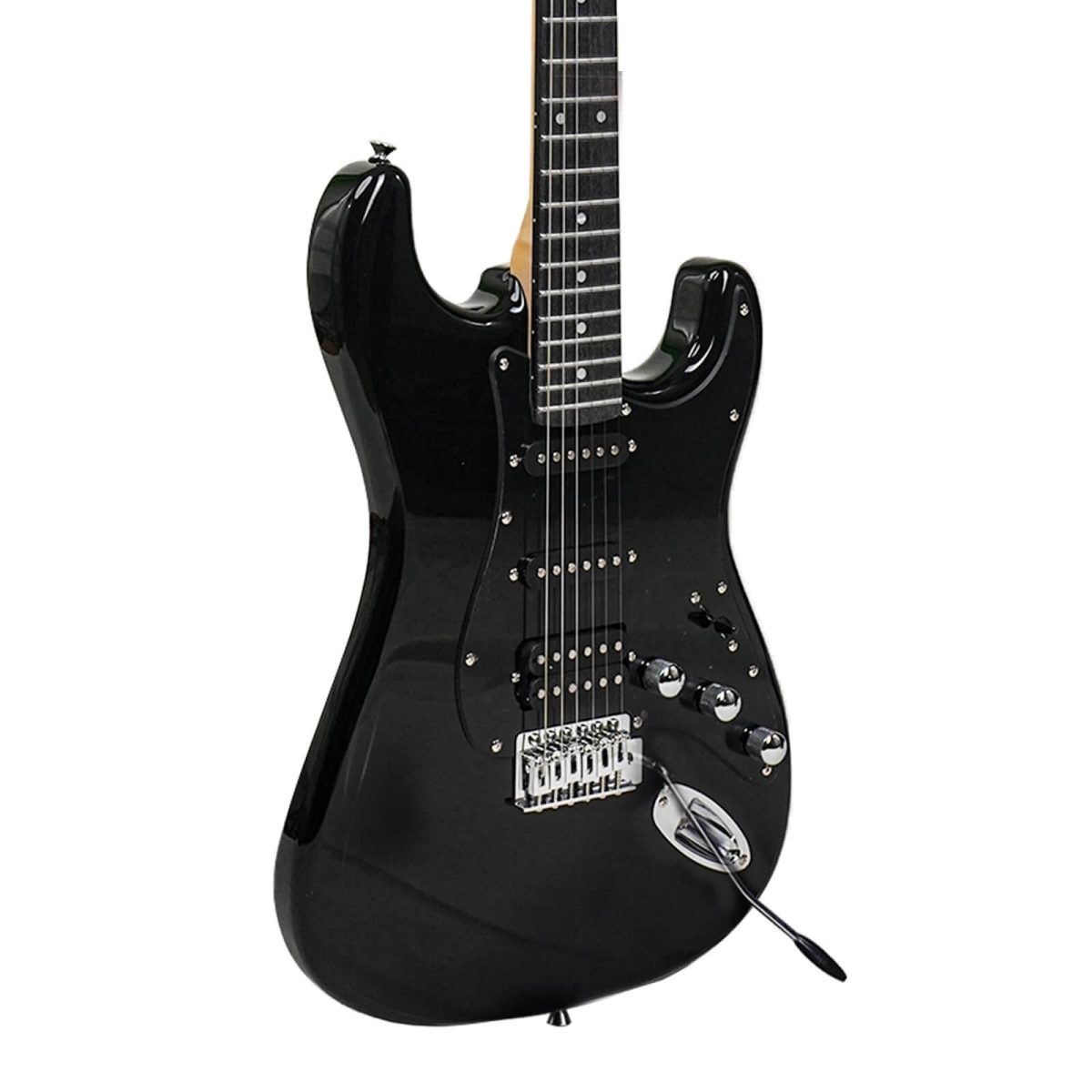 Image2 Kadence AstroMan Electric Guitar, 21 FRETS, ROSEWOOD FRETBOARD, H - S - S PICK UPS Black combo with Bag and guitar cable - Image 2