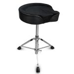 Kadence Hydraulic Drum Throne – Adjustable Height Drum Seat with Padded Velvet Cushion & Stable Tripod Base – Heavy-Duty Stool for Drummers, Studio & Live Performance - Motorcycle Style Stool