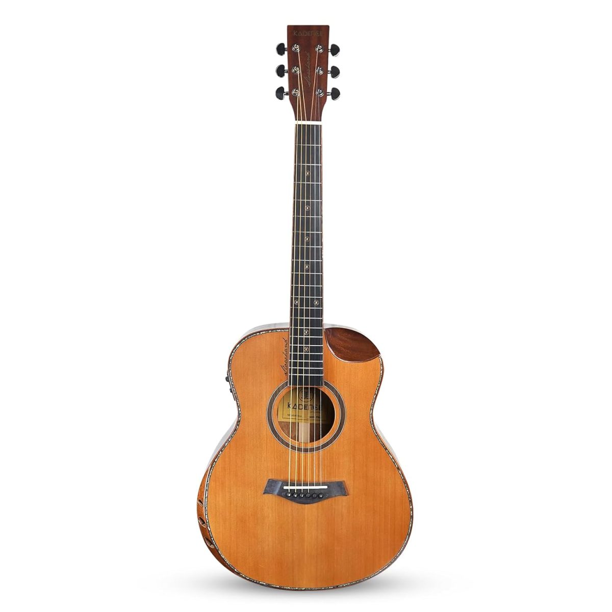61FBPUD0upL._SL1500_ Kadence Slowhand Solid Cedar Wood Guitar Premium Guitar with EQ, Heavy padded Bag and Handrest - Image 4