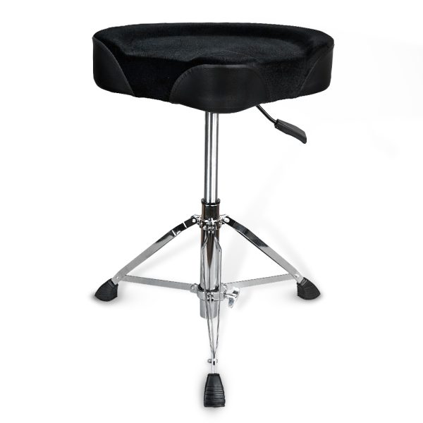 Kadence Hydraulic Drum Throne – Adjustable Height Drum Seat with Padded Velvet Cushion & Stable Tripod Base – Heavy-Duty Stool for Drummers, Studio & Live Performance - Motorcycle Style Stool