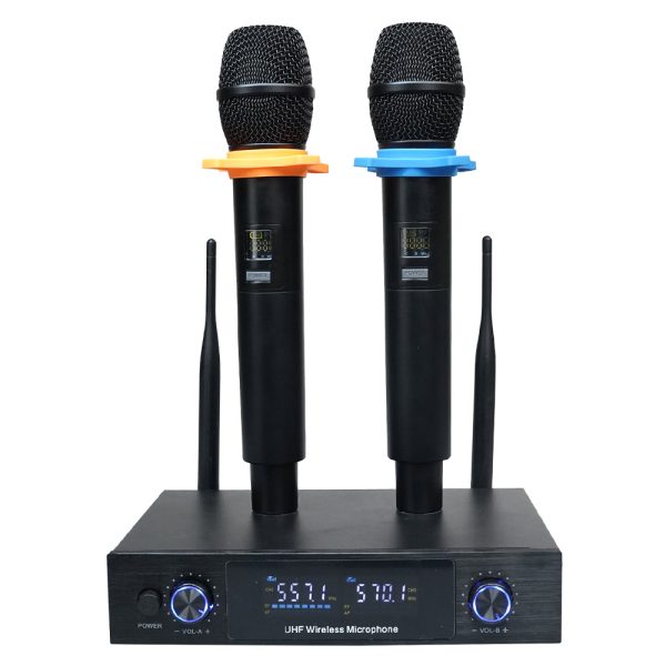 Kadence UHF Wireless Handheld Dual Channel Microphone System for Singing, Karaoke, Stage Events, Party, Amplifier, PA, Mixer (Black)