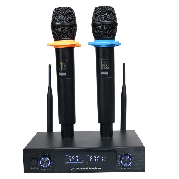 Kadence UHF Wireless Handheld Dual Channel Microphone System for Singing, Karaoke, Stage Events, Party, Amplifier, PA, Mixer (Black)
