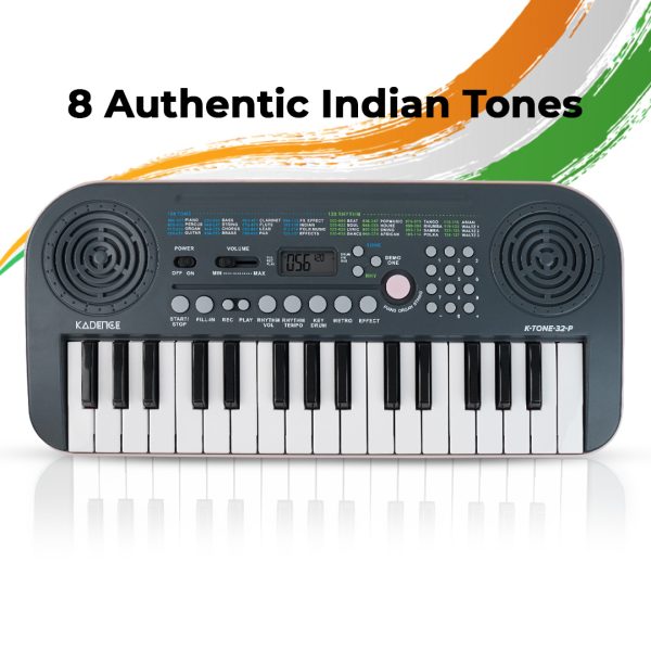 Kadence K-Tone Mini Pink Keyboard – 32 Mini Accordion Keys, 128 Tones including 15 Realistic Voices & 8 Indian Instruments, 128 Rhythms, 30 Demo Songs, Dual Stereo Speakers – Kids Beginner Keyboard