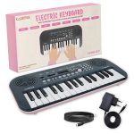 Kadence K-Tone Mini Pink Keyboard – 32 Mini Accordion Keys, 128 Tones including 15 Realistic Voices & 8 Indian Instruments, 128 Rhythms, 30 Demo Songs, Dual Stereo Speakers – Kids Beginner Keyboard with power adapter