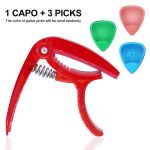 Kadence RED Capo for Acoustic & Electric Guitars with 3 Picks | Durable, Lightweight & Stylish | Quick-Change Design - Image 2