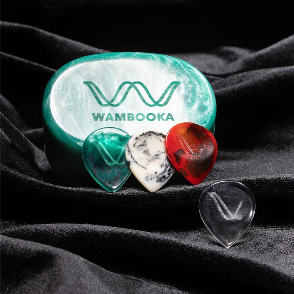 Artboard 2 Wambooka Artisan Resin guitar Picks Set with Mother-of-Pearl / Emerald Case  Ultra-Light Thick Guitar and Bass Picks Luxury Box (Emerald) - Image 2