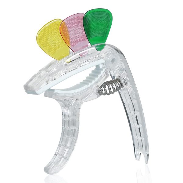 Medellin Transparent Guitar Capo with Pin Remover & Picks Holder for Acoustic and Electric Guitars – Includes 3 Picks (0.58, 0.77, 0.88) – Durable, Lightweight, Stylish, and Quick‑Change Design