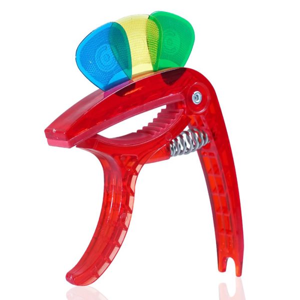 Medellin Red Guitar Capo for Acoustic & Electric Guitars with 3 Picks | Quick-Change, Lightweight & Durable Design