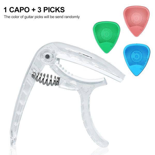Medellin Transparent Guitar Capo with Pin Remover & Picks Holder for Acoustic and Electric Guitars – Includes 3 Picks (0.58, 0.77, 0.88) – Durable, Lightweight, Stylish, and Quick‑Change Design (Copy)