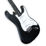 38 inch medellin black electric guitar body side view