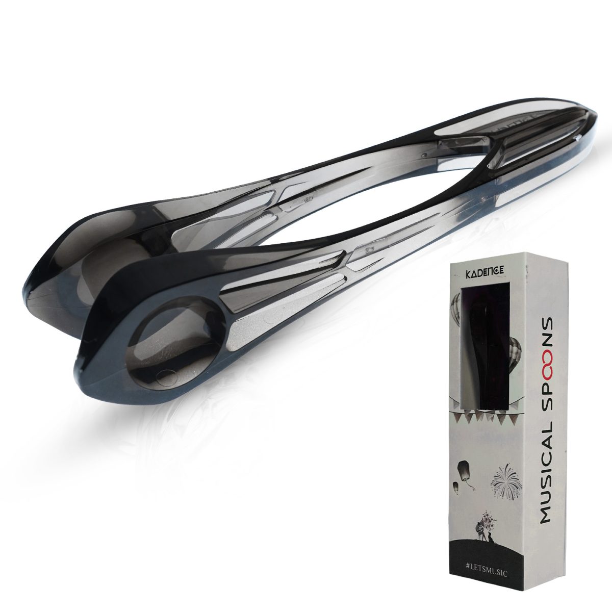 Kadence Black Musical Spoons - Hand Percussion Instrument - New age crystal clear design made with polycarbonate(9 Inch) - Image 7