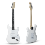 Medellin 38” Electric Guitar – Strat Style | H-S-S Pickup Configuration | 21 Frets | White Matte Finish | Maple Neck with Rosewood Fingerboard | Chrome Hardware | Includes Gig Bag, Tremolo Arm, Cable & Allen Key - Image 2