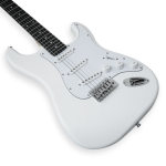 Medellin 38” Electric Guitar – Strat Style | H-S-S Pickup Configuration | 21 Frets | White Matte Finish | Maple Neck with Rosewood Fingerboard | Chrome Hardware | Includes Gig Bag, Tremolo Arm, Cable & Allen Key - Image 5