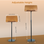 Kadence NK96B Professional Wooden Music Sheet Stand | Heavy Wide Square Steel Base | Dual Page Clips - Image 3