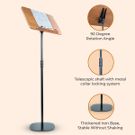 Kadence NK96B Professional Wooden Music Sheet Stand | Heavy Wide Square Steel Base | Dual Page Clips - Image 5