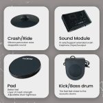 Kadence MT10L Home Series 3-Piece Kids Electric Drum Kit | Mesh Pads | Built-in Songs & Metronome | USB-MIDI | Headphone Support - Image 6