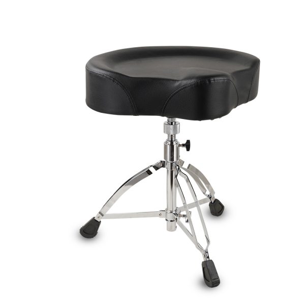 Kadence DRTH-BKJ01 Saddle Drum Throne | Ergonomic PU Leather Seat & Adjustable Height | Double-Braced Tripod | 360° Swivel | Stable & Comfortable for Practice, Studio & Stage
